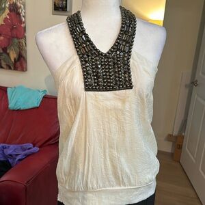 Bebe crème top with elastic waist